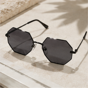 Black Geometric Hexagonal Sunglasses