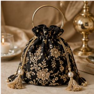 Black Golden Potli Bag