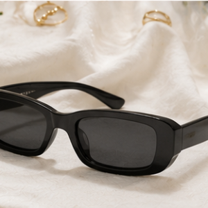 Black Slim Rectangular Sunglasses