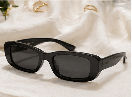 Black Slim Rectangular Sunglasses