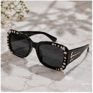 Black Studded Cat-Eye Sunglasses