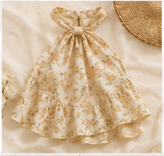 Cream Floral Halter Neck Ruffle Top