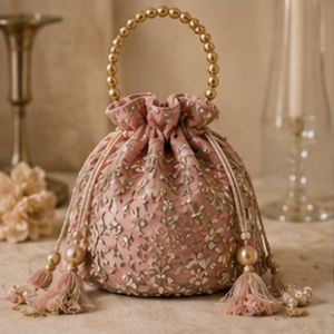 Pink Embroidered Potli Bag