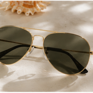 Gold Round Aviator Sunglasses