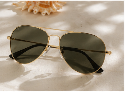 Gold Round Aviator Sunglasses
