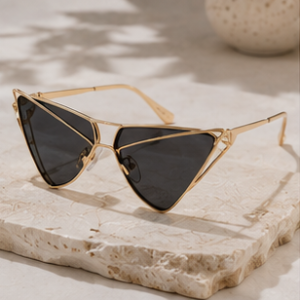 Gold Angular Cat-Eye Sunglasses