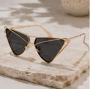 Gold Angular Cat-Eye Sunglasses