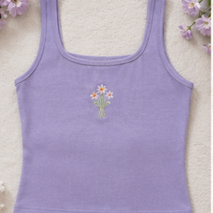 Lavender Embroidered Tank Top