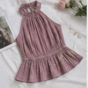 Mauve Pleated Peplum Top