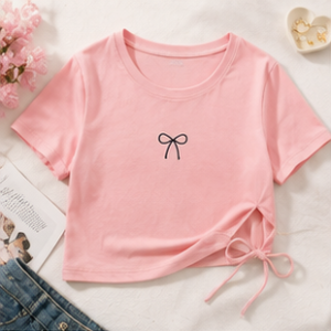 Pastel Pink Bow Graphic T-Shirt