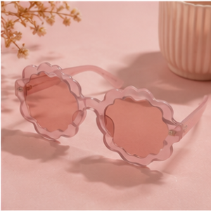 Pink Scalloped Flower-Edge Sunglasses