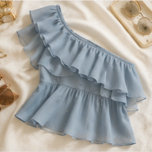 Powder Blue Layered Ruffle Top