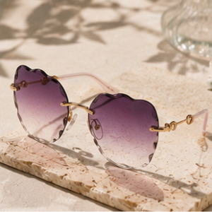 Purple Rimless Heart Sunglasses