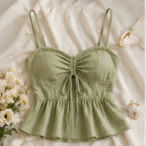 Sage Green Ruched Peplum Top