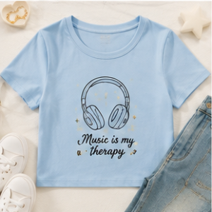 Sky Blue Music Graphic T-Shirt