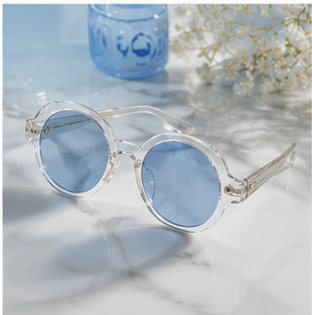 Transparent Blue Round Sunglasses