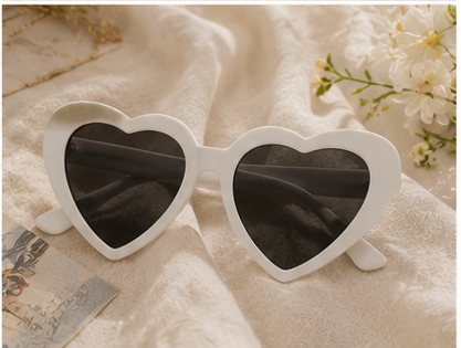 White Heart-Shaped Statement Sunglasses